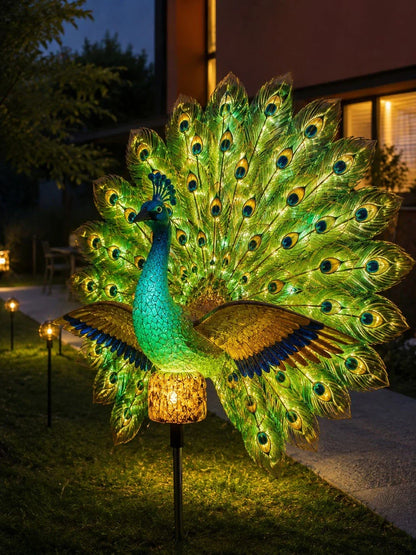 Outdoor Solar Peacock Garden Sculpture for Garden Display