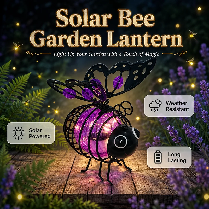 Outdoor Hanging Solar Bee Light – Warm Amber Glow, Flicker- , Garden