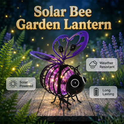 Outdoor Hanging Solar Bee Light – Warm Amber Glow, Flicker- , Garden