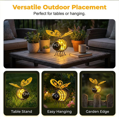 Outdoor Hanging Solar Bee Light – Warm Amber Glow, Flicker- , Garden