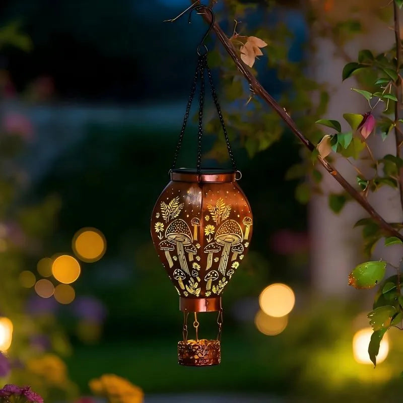 Outdoor Solar-Powered Hot Air Balloon Lantern for Garden Display
