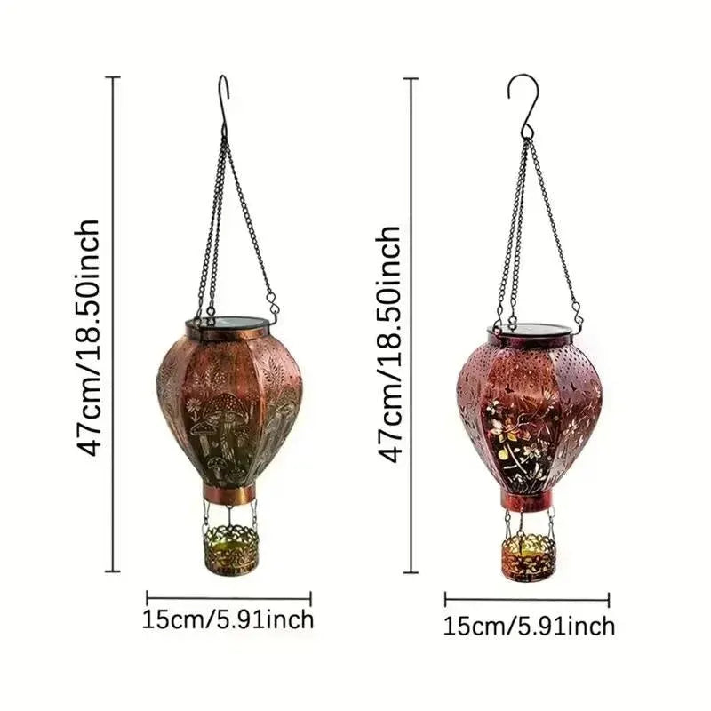 Outdoor Solar-Powered Hot Air Balloon Lantern for Garden Display