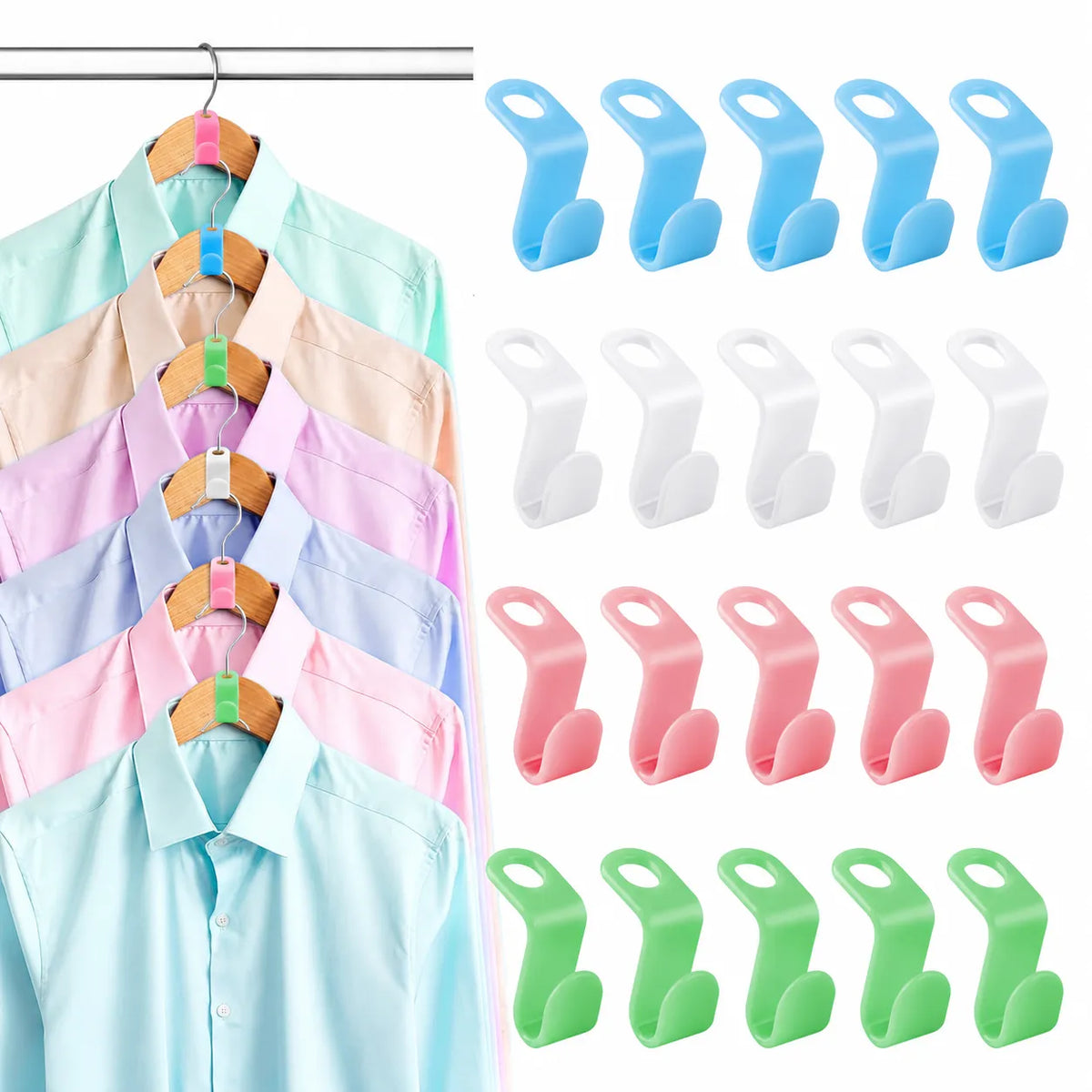 100-Piece Space-Saving Hanger Connector Set for Closets