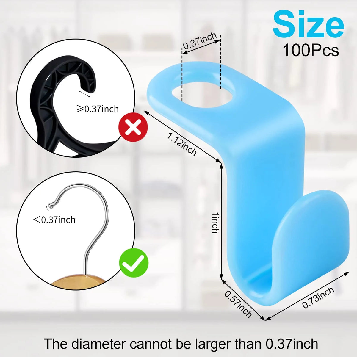 100-Piece Space-Saving Hanger Connector Set for Closets