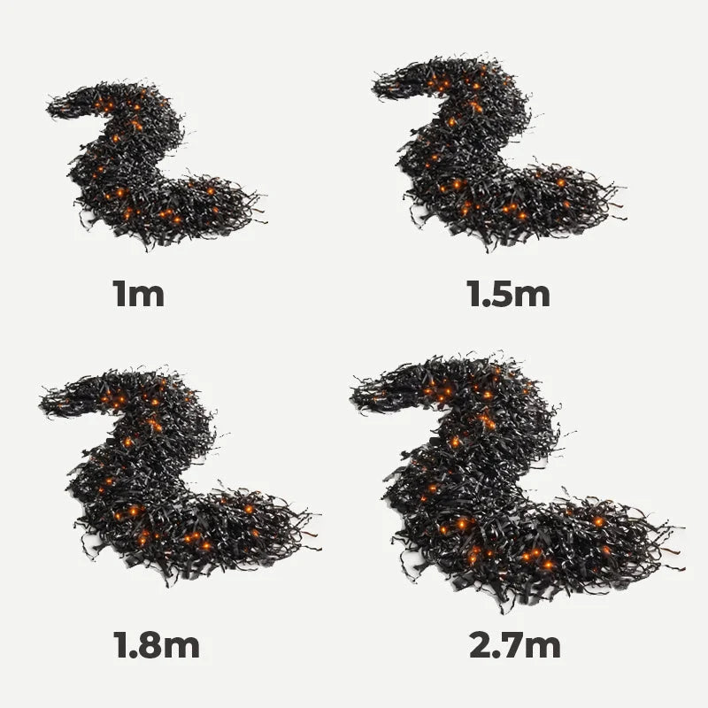 Decorative Fireplace Decor Set with LED Lights – Black Vine Garland