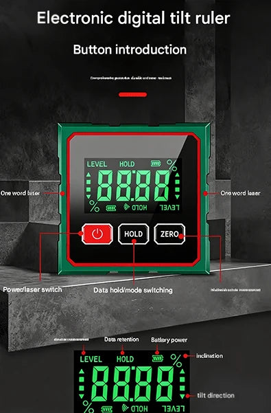 4-Side Magnetic Digital Angle Gauge with Precision Laser Guide