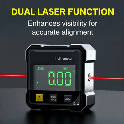 4-Side Magnetic Digital Angle Gauge with Precision Laser Guide