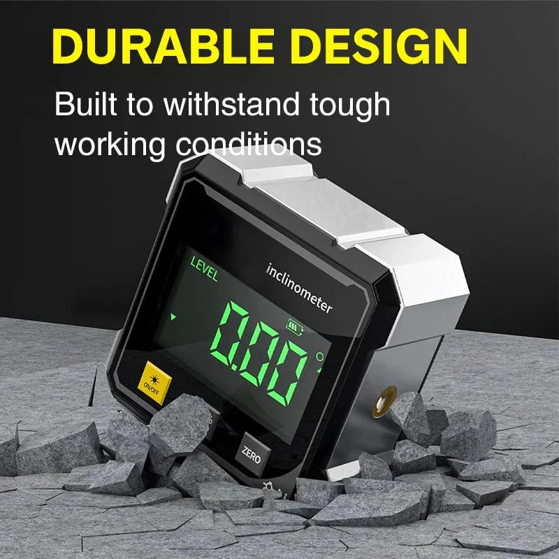 4-Side Magnetic Digital Angle Gauge with Precision Laser Guide