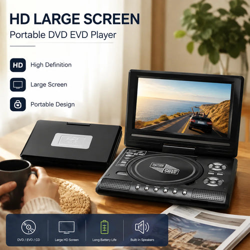 Purpose-Built 7.8" HD Portable DVD/EVD Player – Large Screen
