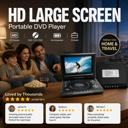 Purpose-Built 7.8" HD Portable DVD/EVD Player – Large Screen