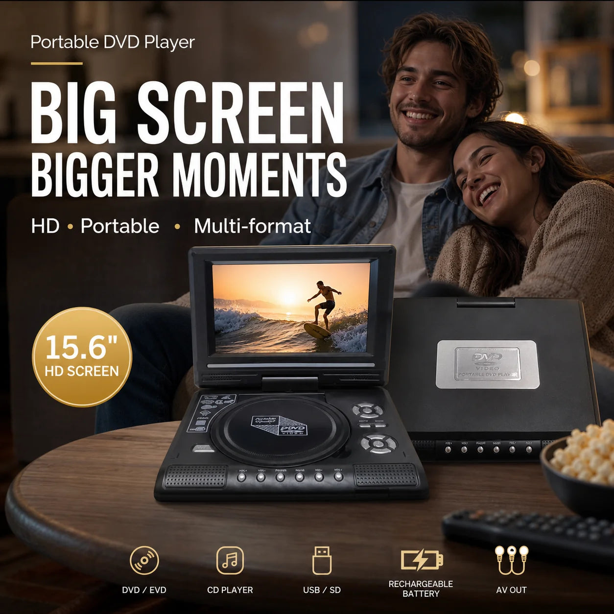 Purpose-Built 7.8" HD Portable DVD/EVD Player – Large Screen