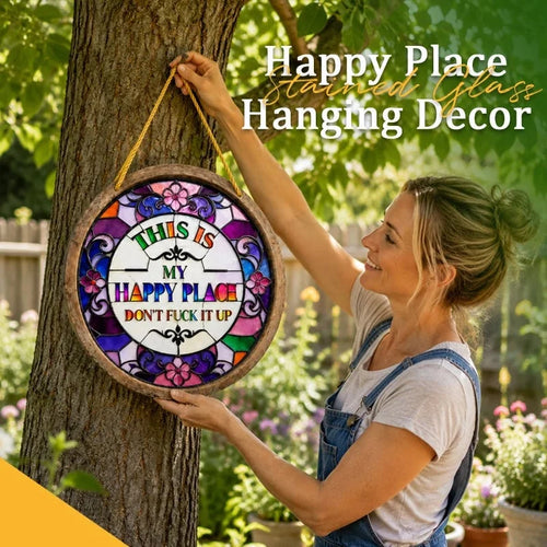 Purpose-Built Stained Glass Happy Place Hanging Decor for Everyday Use