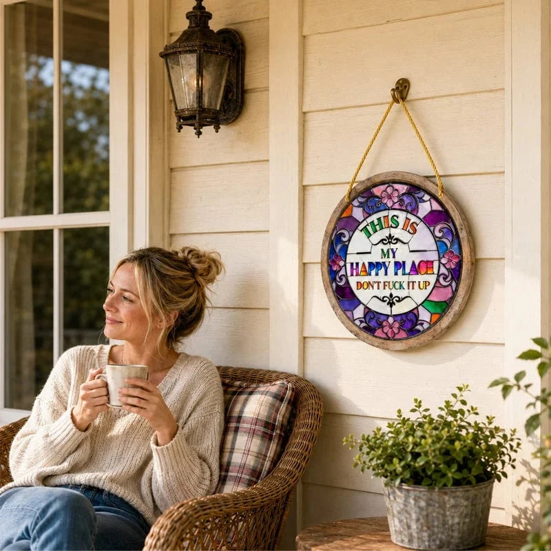 Purpose-Built Stained Glass Happy Place Hanging Decor for Everyday Use