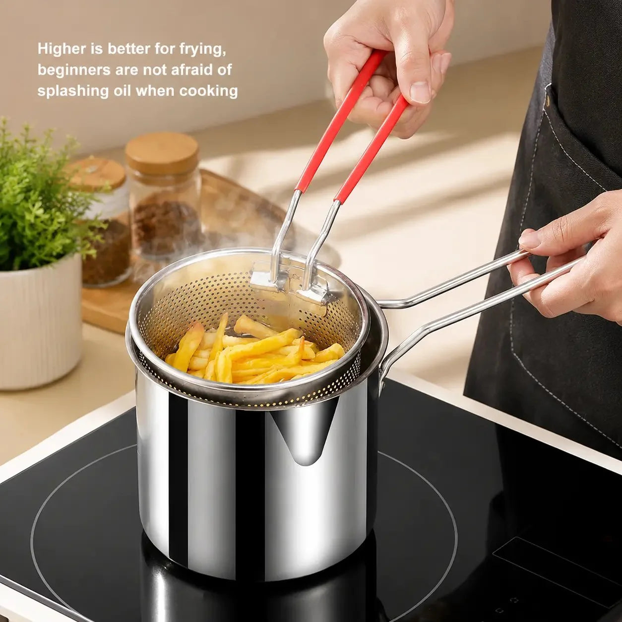 Space-Saving Restaurant-Quality Crispy Frying at Home Compact