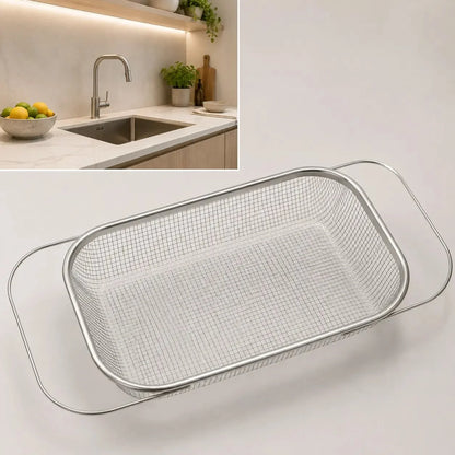 Practical Stainless Steel Over-The-Sink Colander Strainer Basket