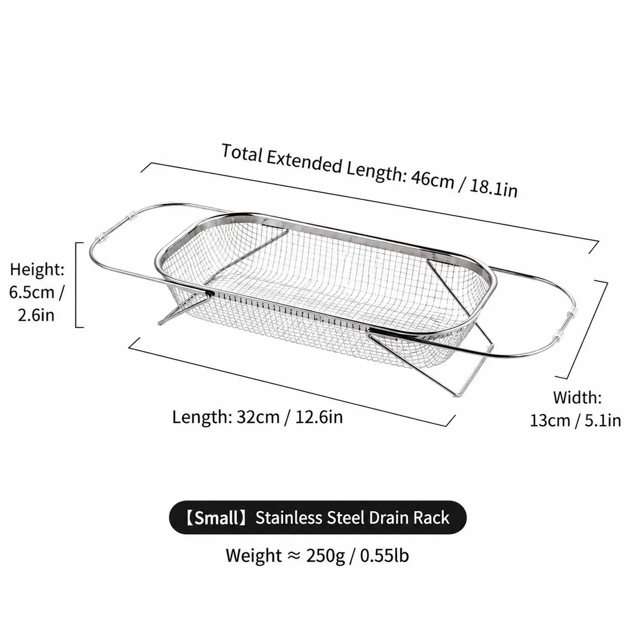 Practical Stainless Steel Over-The-Sink Colander Strainer Basket