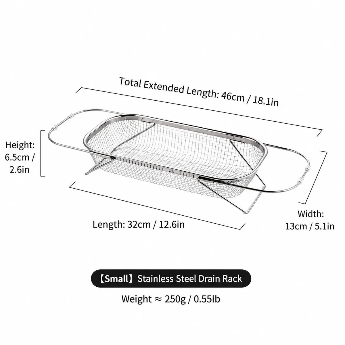 Practical Stainless Steel Over-The-Sink Colander Strainer Basket