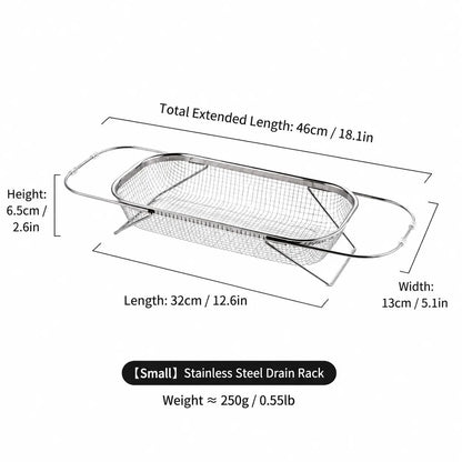 Practical Stainless Steel Over-The-Sink Colander Strainer Basket