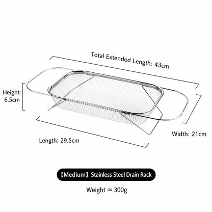 Practical Stainless Steel Over-The-Sink Colander Strainer Basket