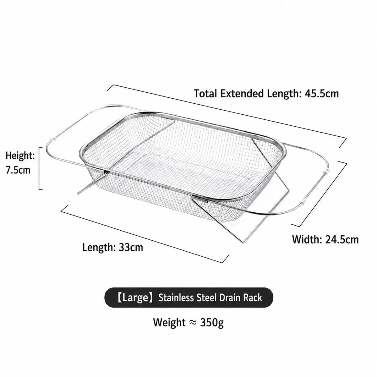 Practical Stainless Steel Over-The-Sink Colander Strainer Basket