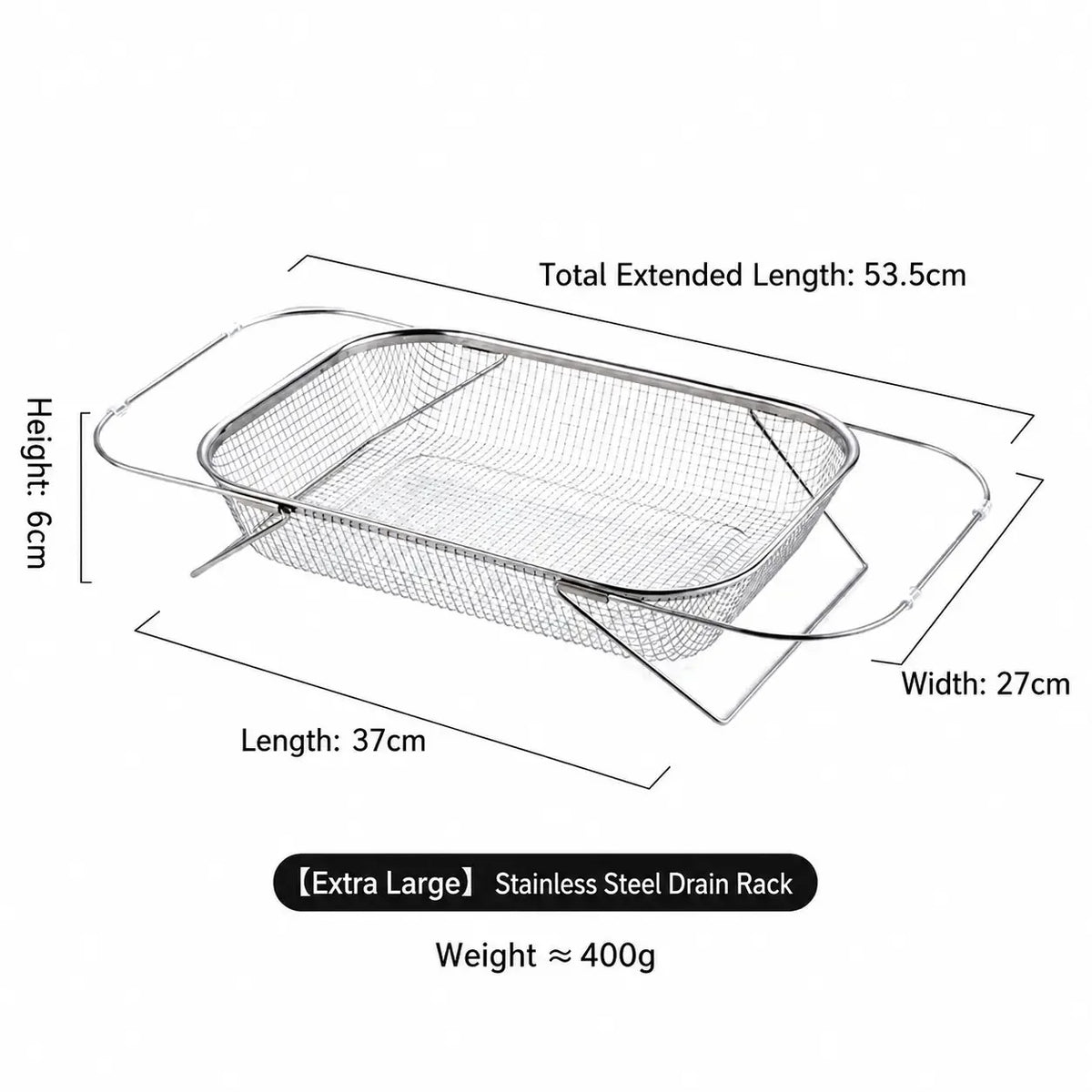 Practical Stainless Steel Over-The-Sink Colander Strainer Basket