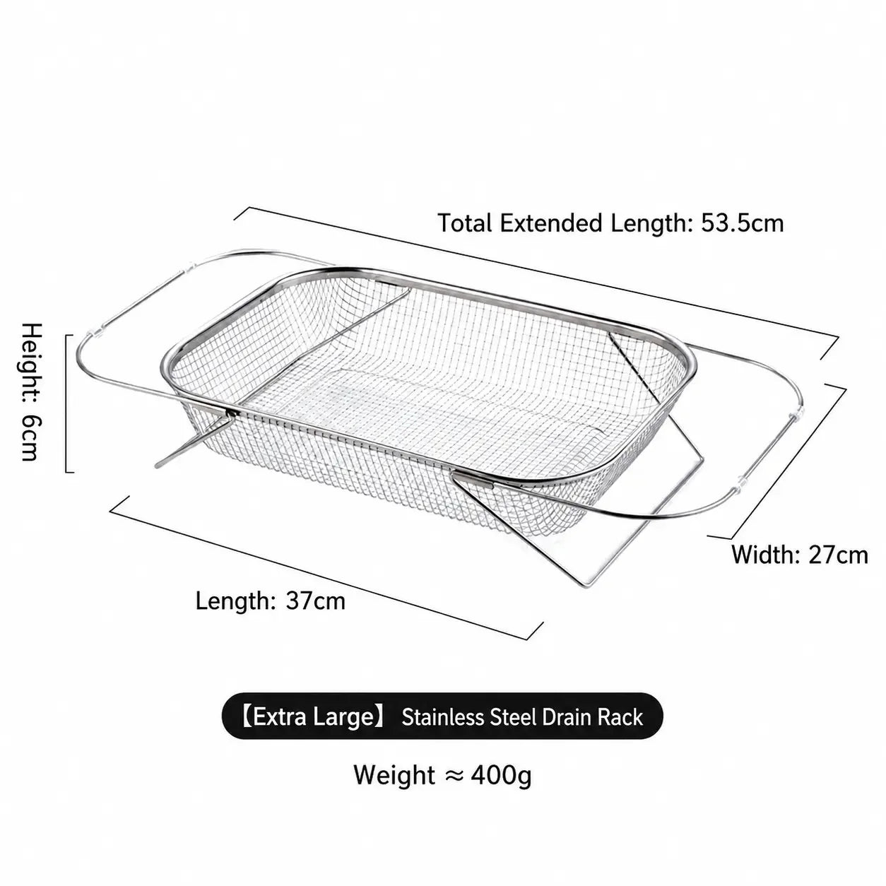 Practical Stainless Steel Over-The-Sink Colander Strainer Basket