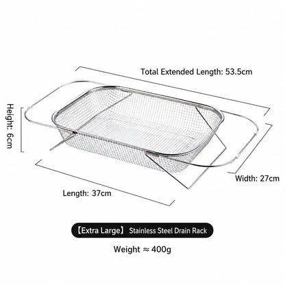 Practical Stainless Steel Over-The-Sink Colander Strainer Basket