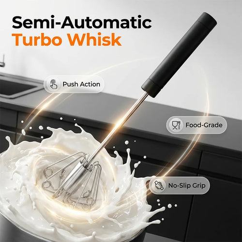 Practical Stainless Steel Semi-Automatic Hand Egg Beater – Fast &