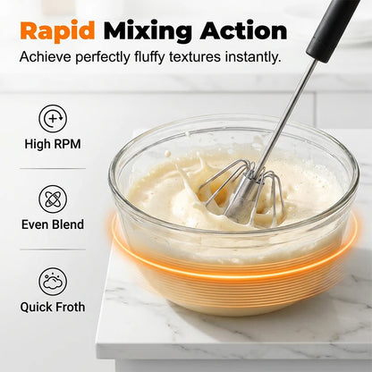 Practical Stainless Steel Semi-Automatic Hand Egg Beater – Fast &
