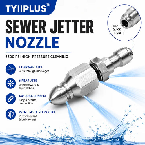 Easy-Care 6500 PSI Stainless Steel Sewer Jetter Nozzle – 1/4" Quick