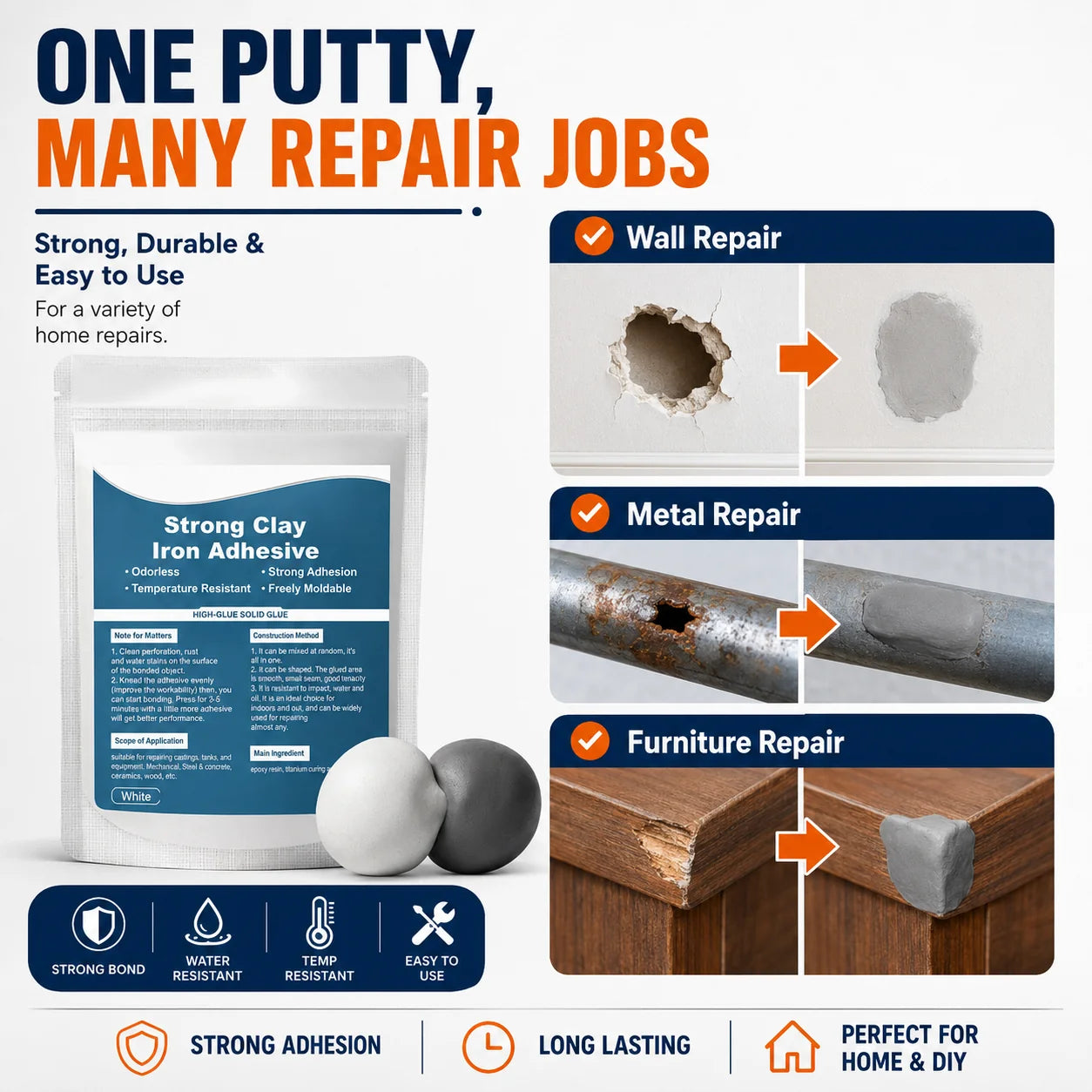 Epoxy Mending Putty for Metal, Wood, Concrete and PVC