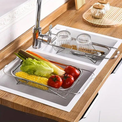 Space-Saving Expandable Over-the-Sink Strainer