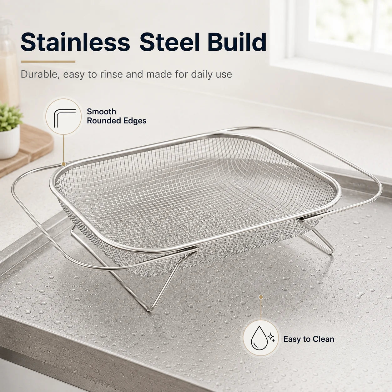 Space-Saving Expandable Over-the-Sink Strainer