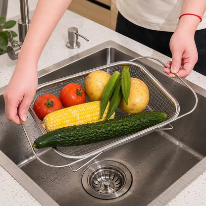Space-Saving Expandable Over-the-Sink Strainer