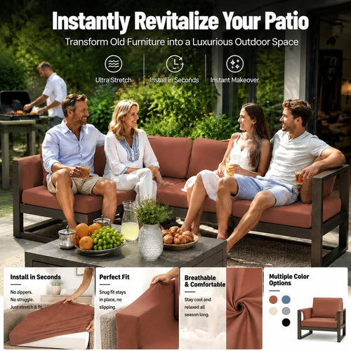 Stretch Sofa Cushion Cover Set, Available in 4, 8 or 12 Pieces