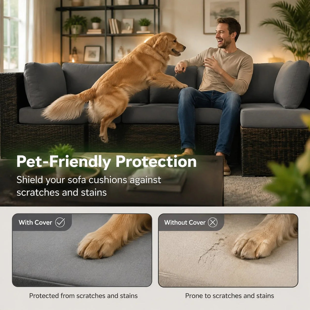 Stretch Sofa Cushion Cover Set, Available in 4, 8 or 12 Pieces