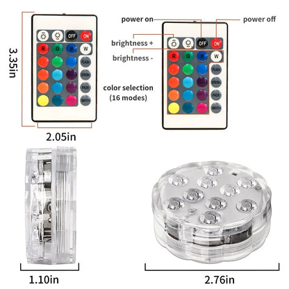 Vibrant Submersible LED Pool Lights with RF Remote