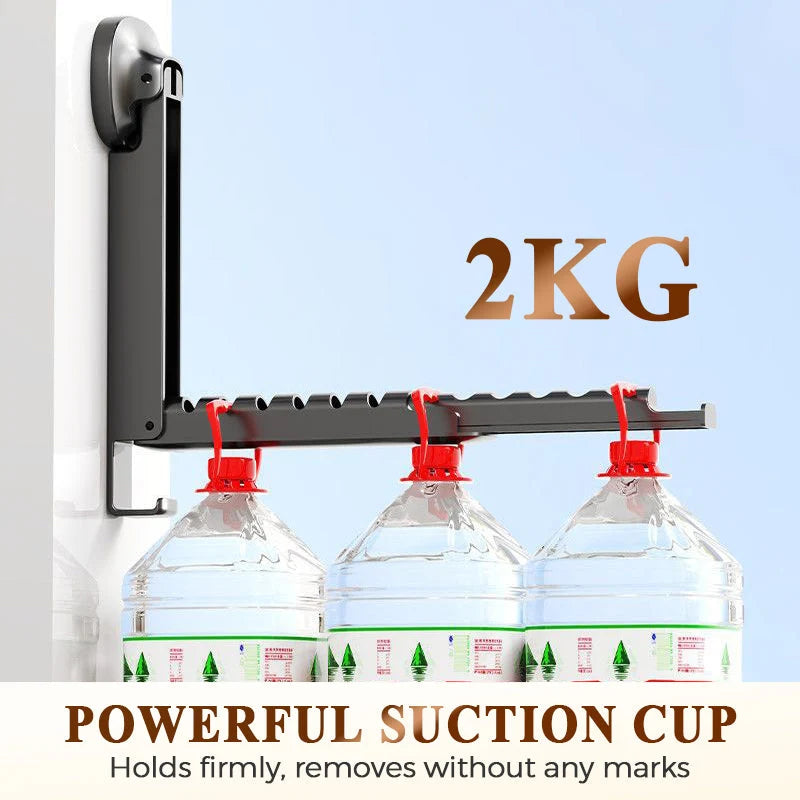 Purpose-Built Suction-Cup Telescoping Folding Clothes Rack – No