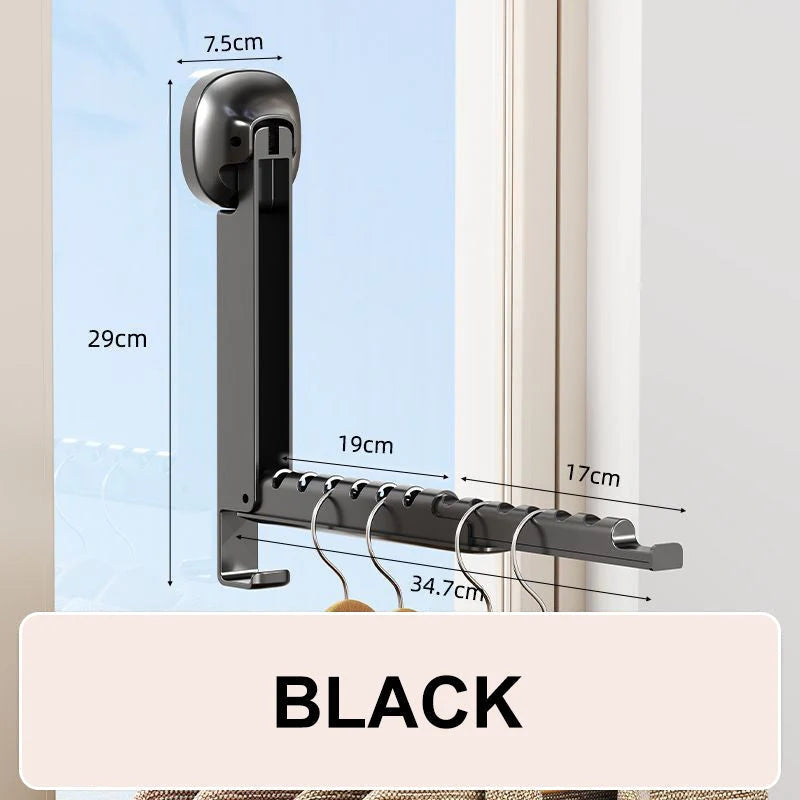 Purpose-Built Suction-Cup Telescoping Folding Clothes Rack – No