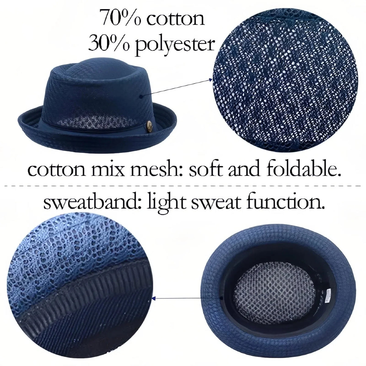 Breathable Mesh Pork Pie Hat for Summer Style