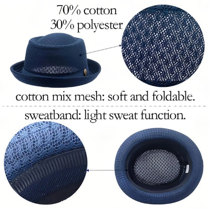 Breathable Mesh Pork Pie Hat for Summer Style