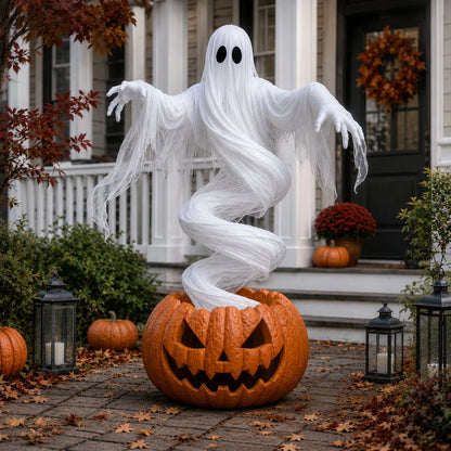Decorative wirling Ghost Pumpkin Yard Lamp for Focused Lighting