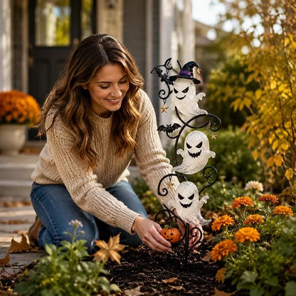 Little Ghost Solar Stake for a Softly Lit Halloween Path