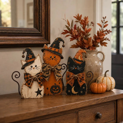 Pet-Friendly Vintage Witch Cat Decor Set for Daily Pet Care