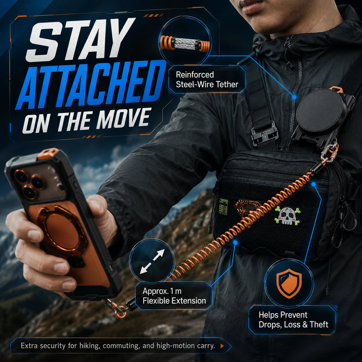 Quick-Release Magnetic Phone Mount for Backpack and Gear Straps