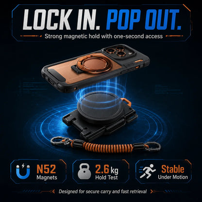 Quick-Release Magnetic Phone Mount for Backpack and Gear Straps