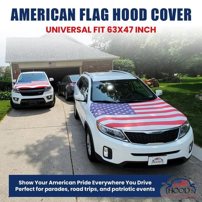Vehicle-Ready American Car Hood Flag for Practical Car Use
