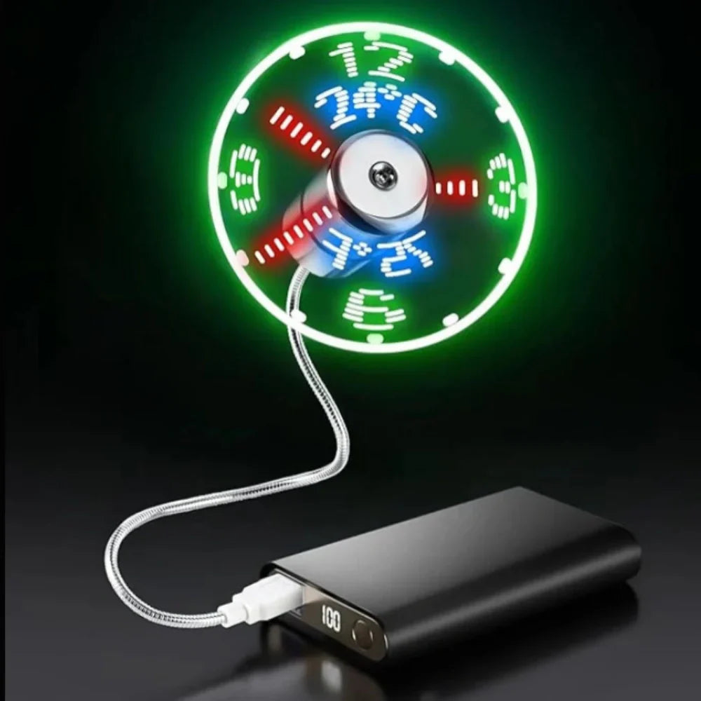 TimeGlow USB Desk Fan with Floating LED Clock