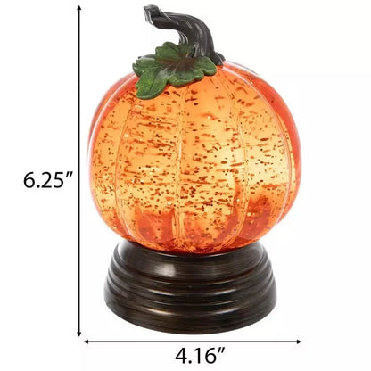 Decorative Glitter Lighted Pumpkin Snow Globe for Focused Lighting