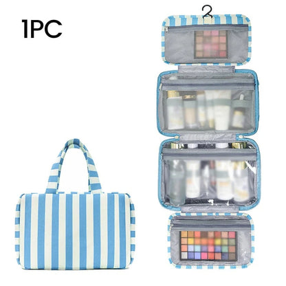 Space-Saving Striped hanging travel toiletry bag for Organized Storage